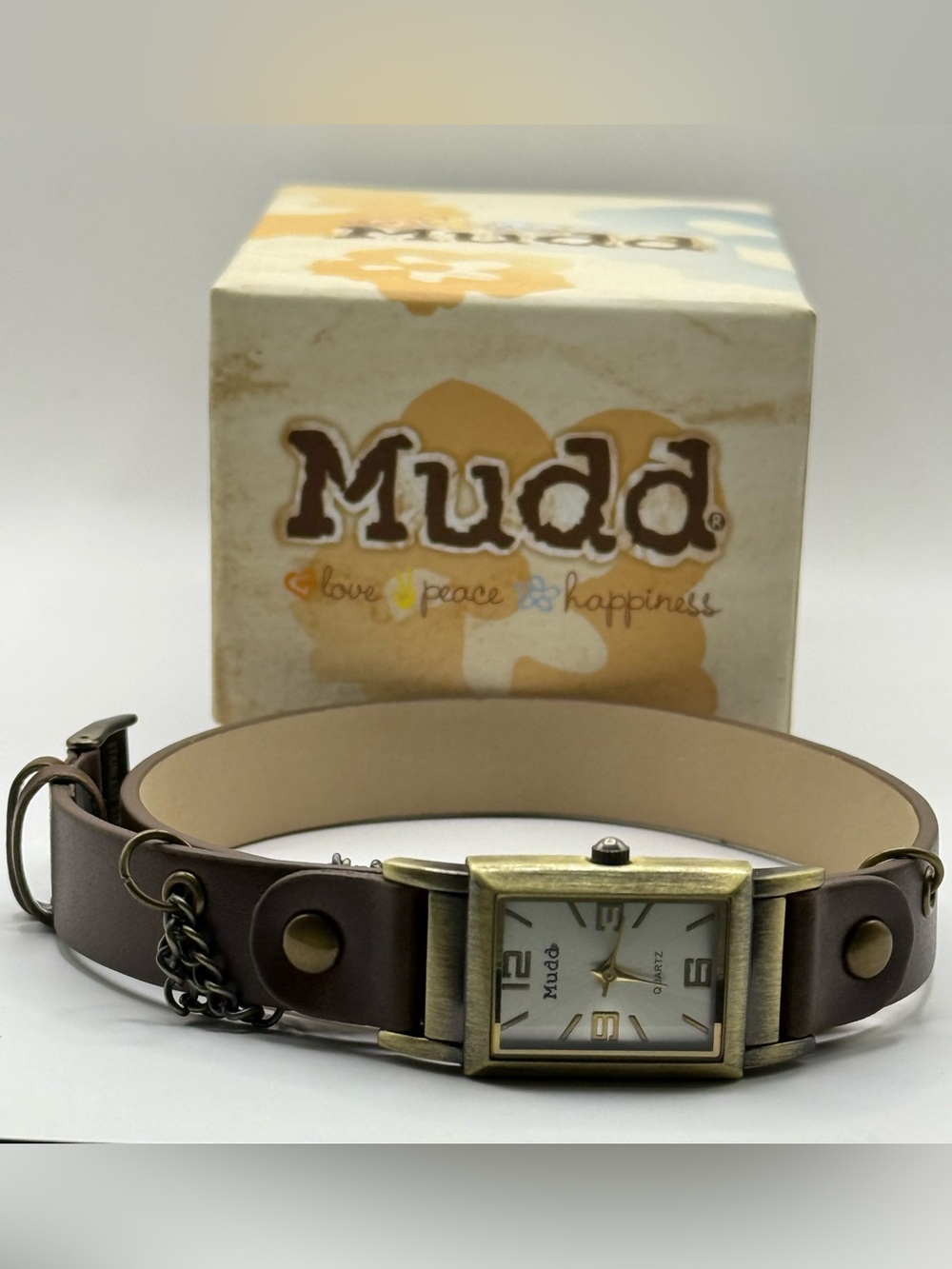 Women's Mudd Brown Wraparound Leather Strap Watch with Brass-Tone (New Battery)